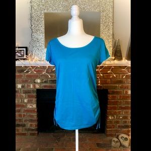 Ann Taylor Blue Shirt w Rouching, Size XL